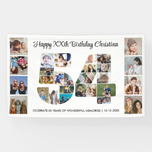 54歳の誕生日パーティーナンバー54フォトコラージュ 横断幕