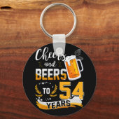 54歳の誕生日パーティー応援とビール54歳 キーホルダー (正面)