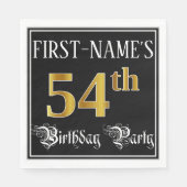 54歳の誕生日パーティー — おしゃれな筆記体、偽の金に見える仕様 スタンダードランチョンナプキン (正面)