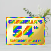54歳の誕生日パーティー - 楽しい、虹のスペクトル「54」 箔招待状 (立ち正面)