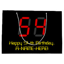 54歳の誕生日：赤いデジタル時計スタイルの"54" + 名前