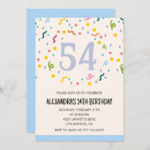 54歳シンプルの誕生日招待状紙吹雪モダン 招待状 (正面/裏面)