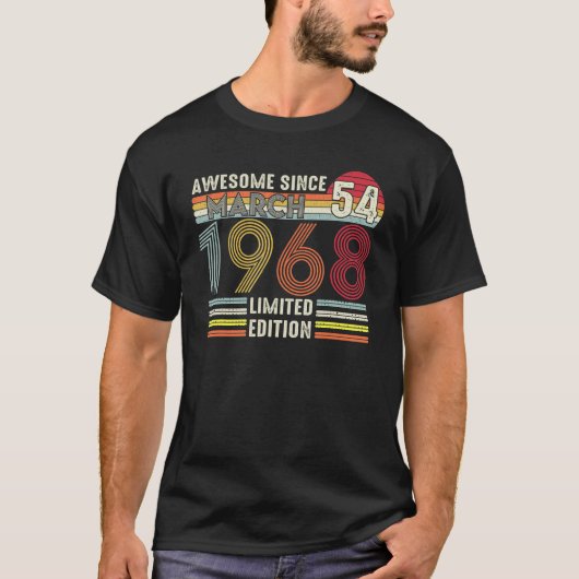 54歳1968年3月54誕生日 Tシャツ (正面)