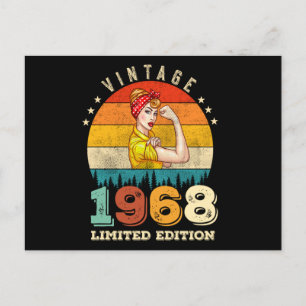 54歳1968年、女性54位のヴィンテージ誕生日ギフト ポストカード