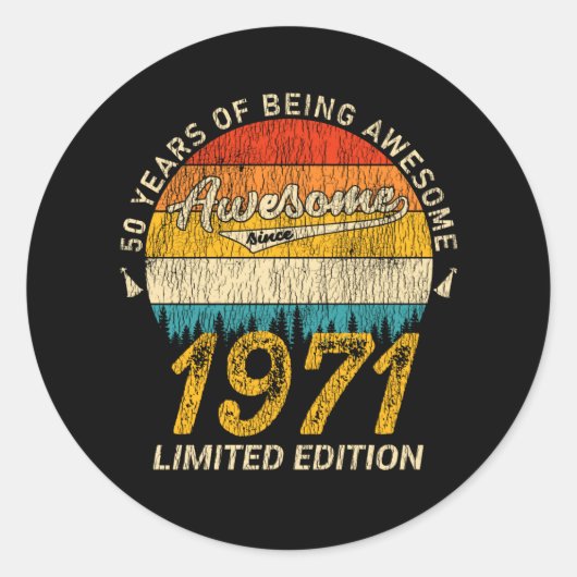 54歳1971年レトロ54素晴らし番目の誕生日 ラウンドシール (正面)