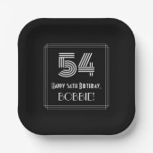 54番目の誕生日:インスパイアアールデコの検索「54」 +名前 ペーパープレート (正面)
