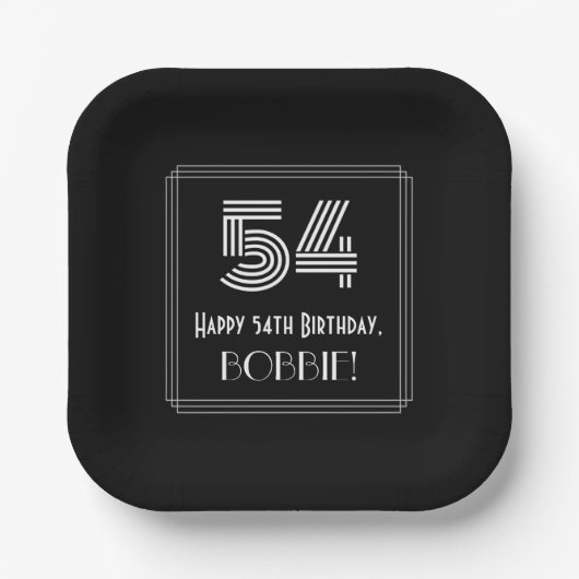 54番目の誕生日:インスパイアアールデコの検索「54」 +名前 ペーパープレート (正面)