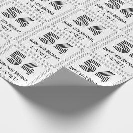 54番目の誕生日:インスパイアアールデコスタイル「54」 +名前 ラッピングペーパー