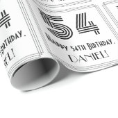 54番目の誕生日:インスパイアアールデコスタイル「54」 +名前 ラッピングペーパー (ロールコーナー)