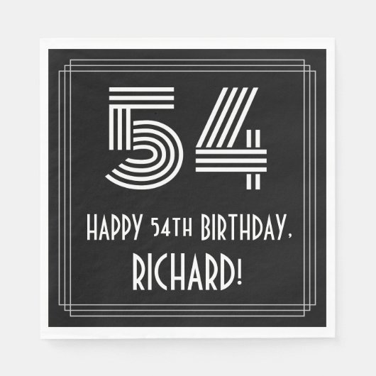 54番目の誕生日:インスパイアアールデコ検索"54" +名前 スタンダードランチョンナプキン (正面)