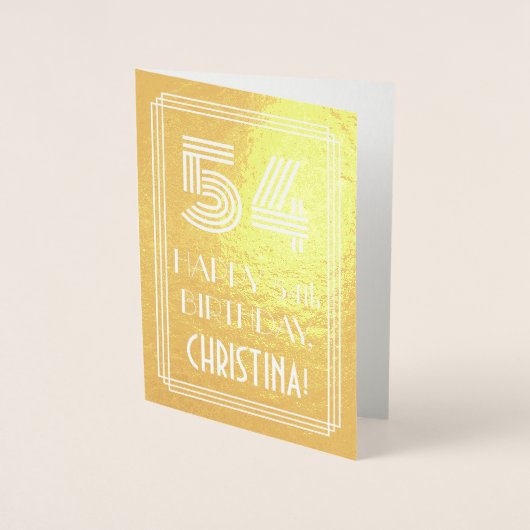 54番目の誕生日-インスパイアアールデコ検索"54" +名前 箔カード (正面)