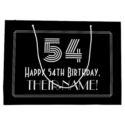 54番目の誕生日:インスパイアアールデコ「54」の外観と名前 ラージペーパーバッグ (裏面)