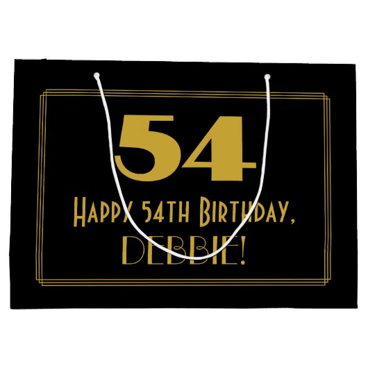 54番目の誕生日:インスパイアアールデコ「54」の外観と名前 ラージペーパーバッグ (裏面)