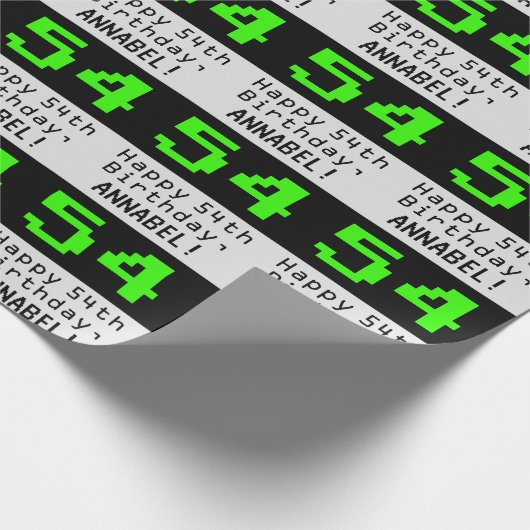 54番目の誕生日- Nerdy / オタク系のスタイル"54"と名前 ラッピングペーパー (角)