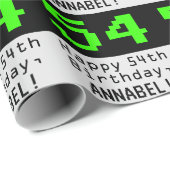 54番目の誕生日- Nerdy / オタク系のスタイル"54"と名前 ラッピングペーパー (ロールコーナー)