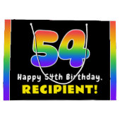 54誕生日カラフル:レインボー# 54、名前をカスタムする ラージペーパーバッグ (裏面)