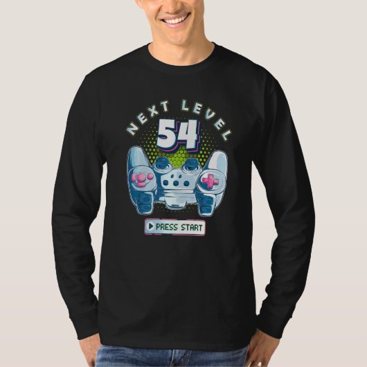 54誕生日ゲーマー次レベル54ゲーミングコントローラー Tシャツ (正面)
