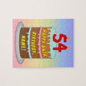 54誕生日:おもしろいケーキとキャンドル+名前をカスタムする ジグソーパズル (横)