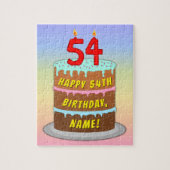 54誕生日:おもしろいケーキとキャンドル+名前をカスタムする ジグソーパズル (縦)