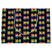 54誕生日:おもしろいレインボーイベント番号54パターン ラージペーパーバッグ (正面)