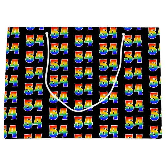 54誕生日:おもしろいレインボーイベント番号54パターン ラージペーパーバッグ (正面)