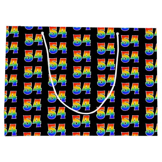 54誕生日:おもしろいレインボーイベント番号54パターン ラージペーパーバッグ (裏面)