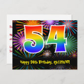 54誕生日-おもしろい花火パターン+虹54 ポストカード (正面/裏面)
