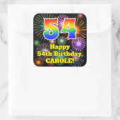 54誕生日:おもしろい花火ルック、虹# 54 スクエアシール (バッグ)