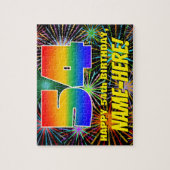 54誕生日:おもしろい、お祝カラフルい花火 ジグソーパズル (縦)