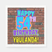 54誕生日~おもしろい、アーバングラフィティインスパイアルック スタンダードランチョンナプキン (正面)