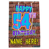 54誕生日:おもしろい、アーバングラフィティインスパイアルック ミディアムペーパーバッグ (裏面)