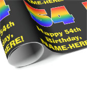 54誕生日:おもしろい、カラフルレインボーインスパイア# 54 ラッピングペーパー (ロールコーナー)