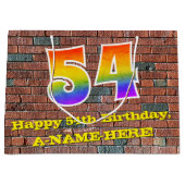 54誕生日:おもしろい、グラフィティインスパイアレインボーー# 54 ラージペーパーバッグ (正面)