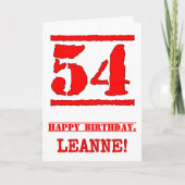 54誕生日:おもしろい、赤ゴムスタンプルックインスパイアス カード (正面)