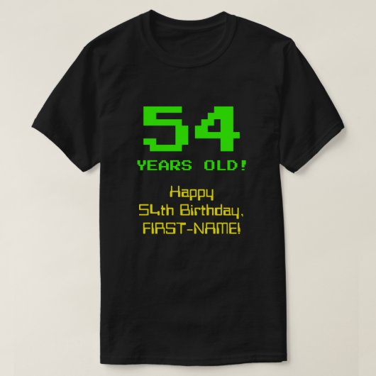 54誕生日:おもしろい、8ビットルック、Nerdy/オタク系の「54」 Tシャツ (デザイン正面)