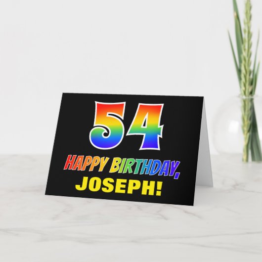 54誕生日:はっきりした,おもしろい,シンプル虹, 54 カード (正面)