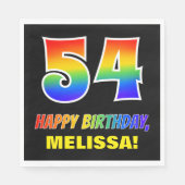 54誕生日:はっきりした,おもしろい,シンプル虹, 54 スタンダードランチョンナプキン (正面)