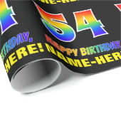 54誕生日:はっきりした,おもしろい,シンプル虹， 54 ラッピングペーパー (ロールコーナー)