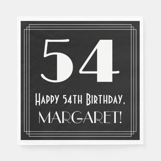 54誕生日~アールデコ見るインスパイア"54",名前 スタンダードランチョンナプキン (正面)