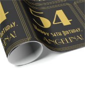54誕生日~アールデコ見るインスパイア"54",名前 ラッピングペーパー (ロールコーナー)