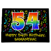 54誕生日-カラフル音楽シンボル、虹54 ラージペーパーバッグ (正面)