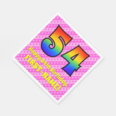 54誕生日:ピンクストライプのハート、レインボー# 54 スタンダードランチョンナプキン (角)