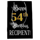 54誕生日～ファンシースクリプト；フェイク金ゴールド検索；名前 ミディアムペーパーバッグ (正面)