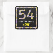 54誕生日:フローラ花数名前をカスタムする スクエアシール (バッグ)
