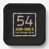 54誕生日:フローラ花数名前をカスタムする ペーパープレート (正面)