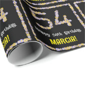 54誕生日:フローラ花数名前をカスタムする ラッピングペーパー (ロールコーナー)