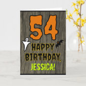 54誕生日:不気味ハロウィーンテーマ、名前をカスタムする カード (黄色い花)