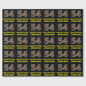 54誕生日:名前フェイク&木目パターン「54」 ラッピングペーパー (フラット)