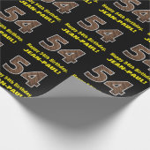 54誕生日:名前フェイク&木目パターン「54」 ラッピングペーパー (角)