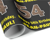 54誕生日:名前フェイク&木目パターン「54」 ラッピングペーパー (ロールコーナー)